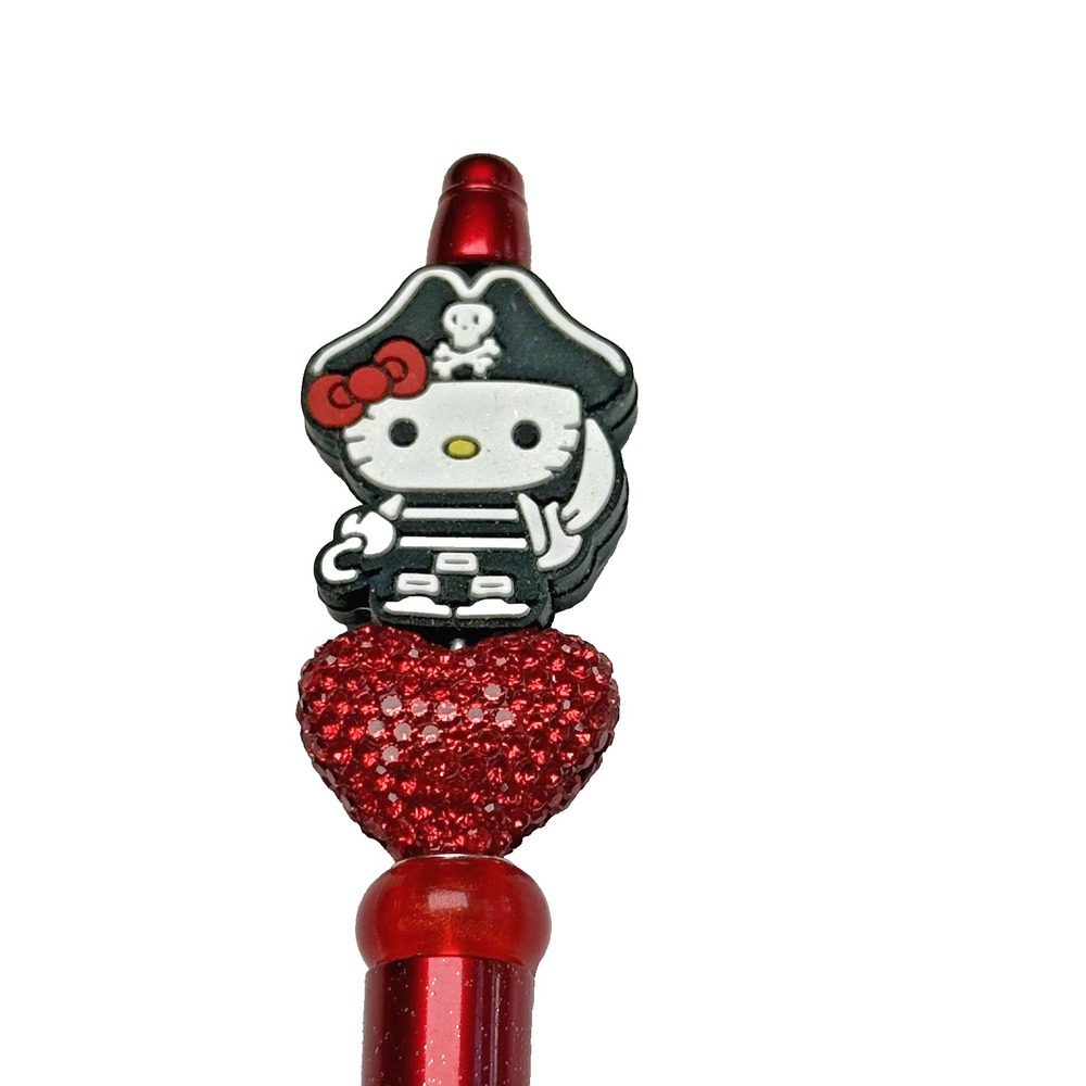 Hello Kitty Pirate Beaded Heart Bling Pen Red Retractable Sanrio Gift NEW